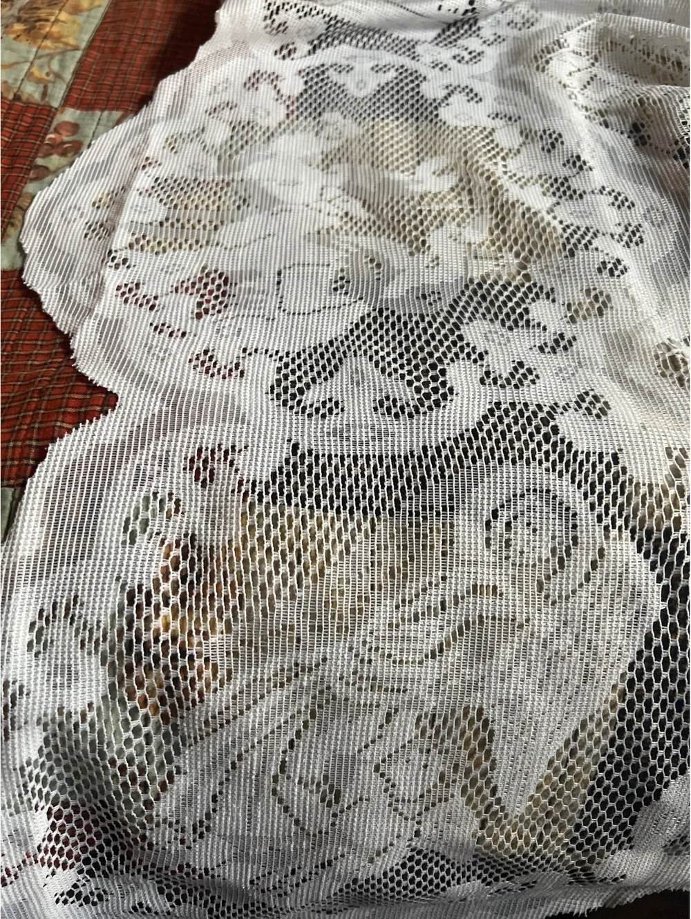 Vintage White Lace Nativity Scene Tablecloth or Decorative Fabric